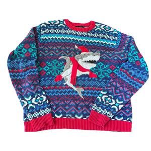 Blizzard Bay Sweater Size M Fair Isle Shark Santa Ugly Christmas Party Holiday